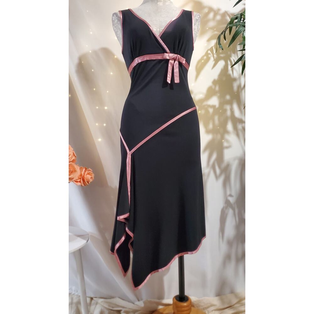 Vtg Ruby Rox 90s Y2K Asymmetrical Satin Bow Babydoll Dress Size M WhimsyGoth USA